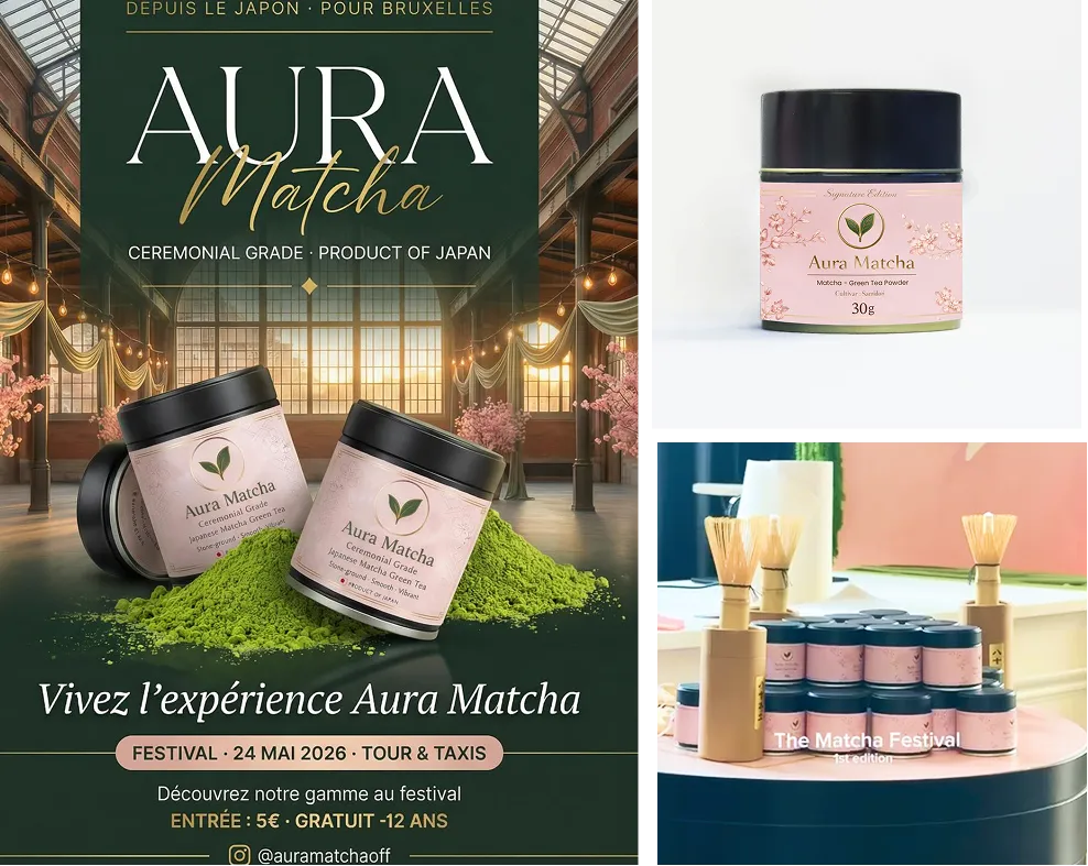 Aura Matcha brand visuals