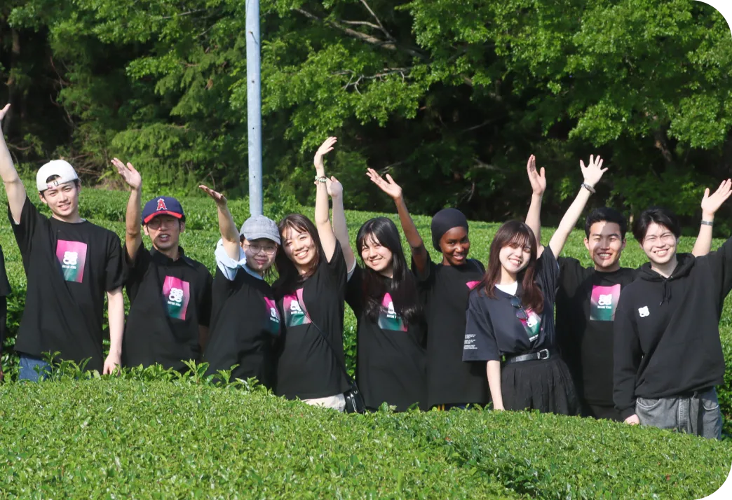 DripSquare team in a Japanese tea field